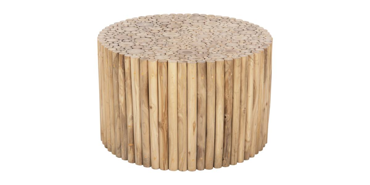 ΤΡΑΠΕΖΙ ΣΑΛΟΝΙΟΥ ΣΤΡΟΓΓΥΛΟ COOTER HM9863 ΚΛΑΔΙΑ TEAK-ΦΥΣΙΚΟ Φ80x50Υεκ.