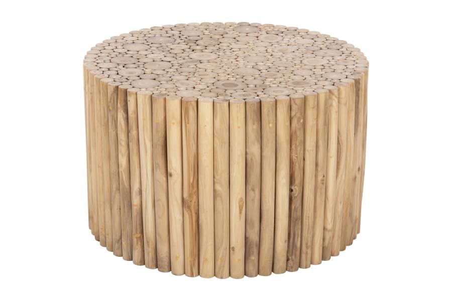 ΤΡΑΠΕΖΙ ΣΑΛΟΝΙΟΥ ΣΤΡΟΓΓΥΛΟ COOTER HM9863 ΚΛΑΔΙΑ TEAK-ΦΥΣΙΚΟ Φ80x50Υεκ.