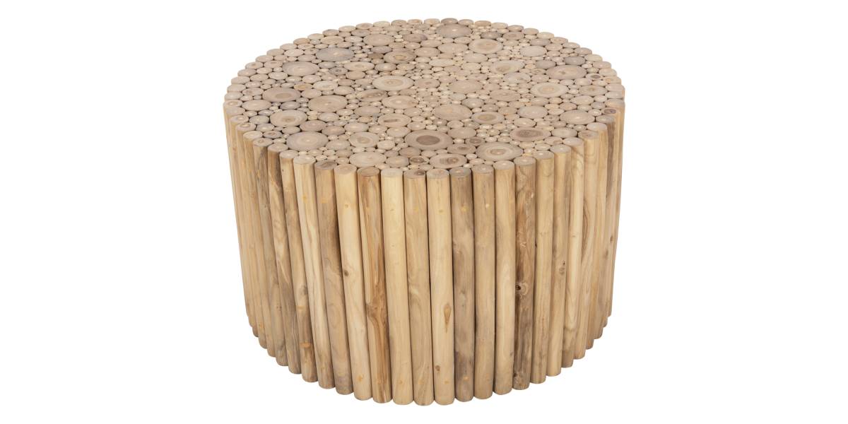 ΤΡΑΠΕΖΙ ΣΑΛΟΝΙΟΥ ΣΤΡΟΓΓΥΛΟ COOTER HM9863 ΚΛΑΔΙΑ TEAK-ΦΥΣΙΚΟ Φ80x50Υεκ.