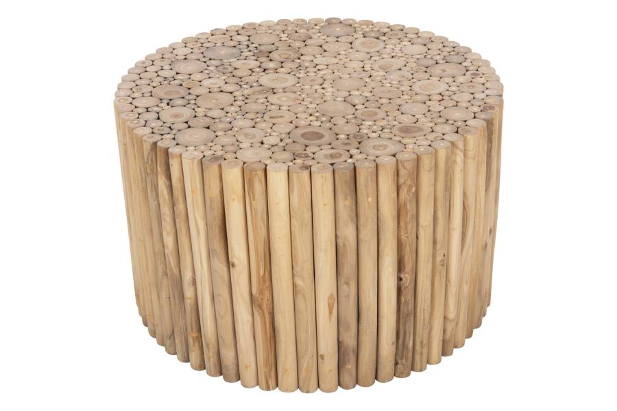 ΤΡΑΠΕΖΙ ΣΑΛΟΝΙΟΥ ΣΤΡΟΓΓΥΛΟ COOTER HM9863 ΚΛΑΔΙΑ TEAK-ΦΥΣΙΚΟ Φ80x50Υεκ.