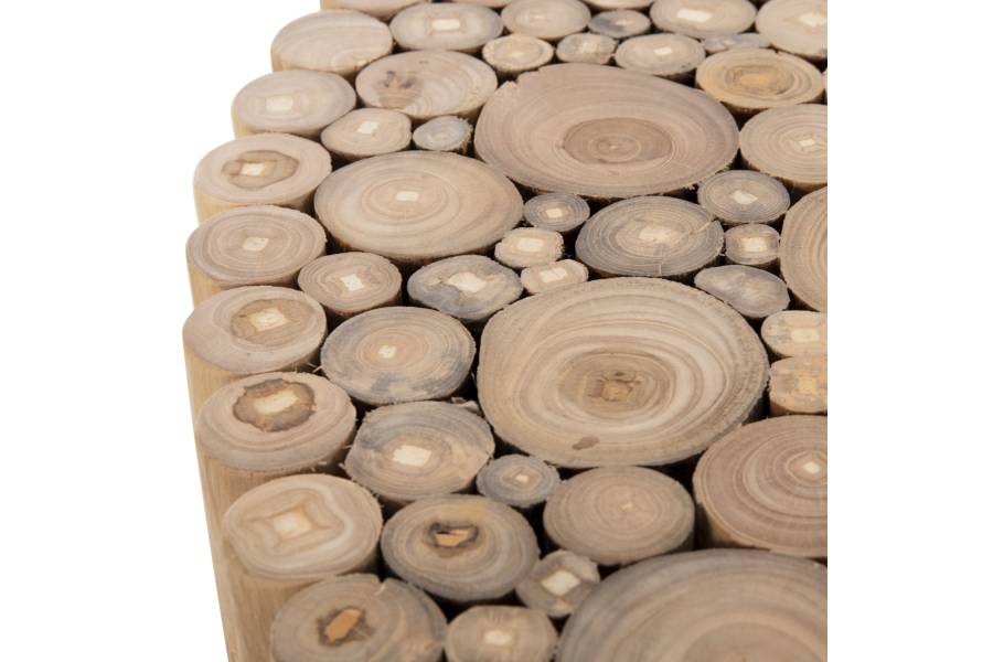 ΤΡΑΠΕΖΙ ΣΑΛΟΝΙΟΥ ΣΤΡΟΓΓΥΛΟ COOTER HM9863 ΚΛΑΔΙΑ TEAK-ΦΥΣΙΚΟ Φ80x50Υεκ.