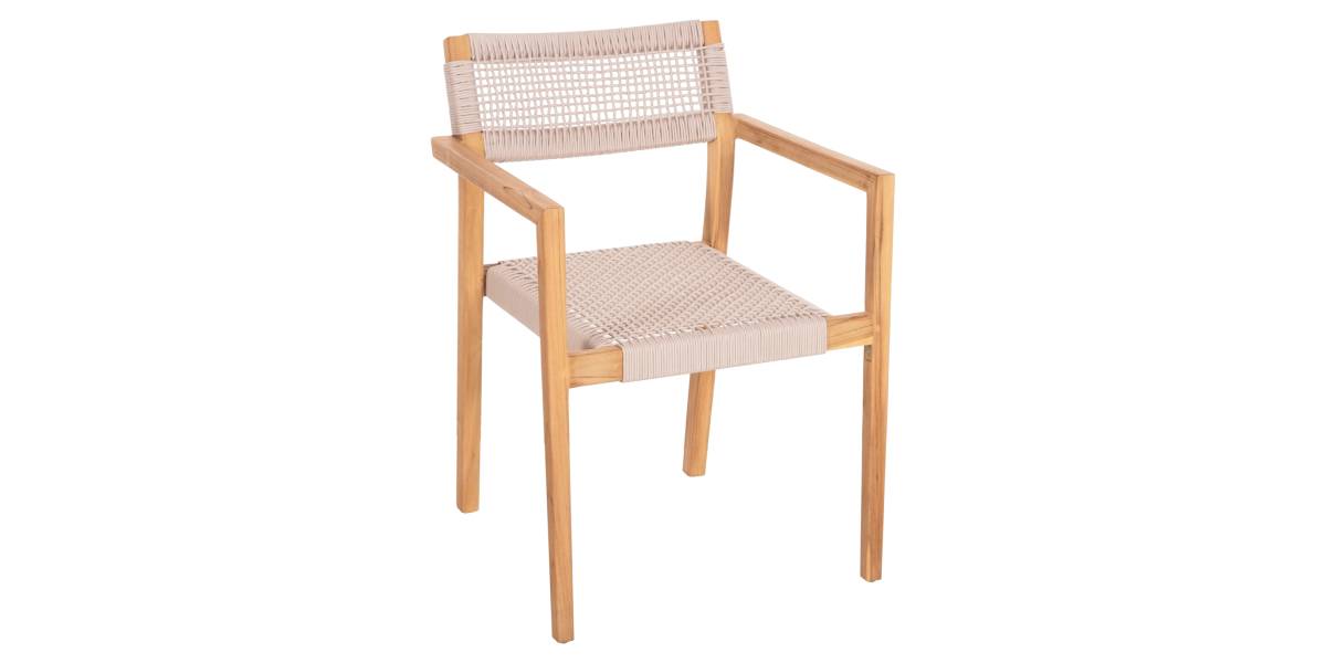 ΠΟΛΥΘΡΟΝΑ CHARLOTTE HM9637.07 ΞΥΛΟ TEAK ΦΥΣΙΚΟ & ΜΠΕΖ ΣΧΟΙΝΙ 58x61x81Yεκ.