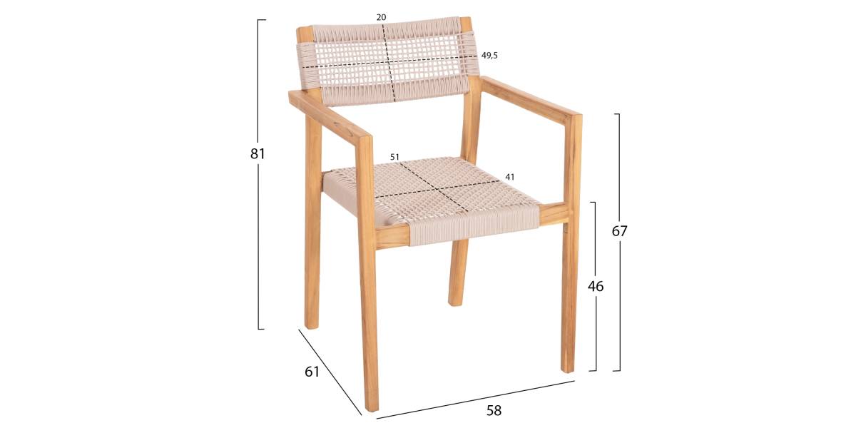ΠΟΛΥΘΡΟΝΑ CHARLOTTE HM9637.07 ΞΥΛΟ TEAK ΦΥΣΙΚΟ & ΜΠΕΖ ΣΧΟΙΝΙ 58x61x81Yεκ.