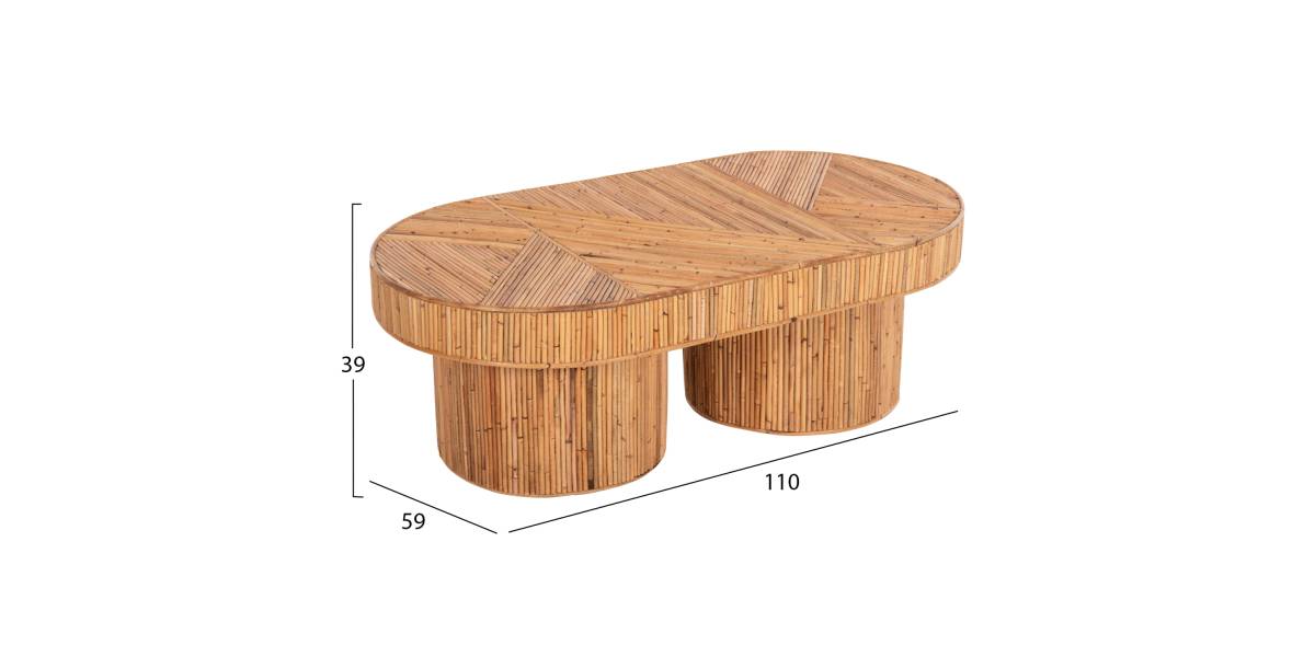 ΤΡΑΠΕΖΙ ΣΑΛΟΝΙΟΥ GATSBY ΟΒΑΛ TOP HM9870 RATTAN ΧΡΩΜΑ ΦΥΣΙΚΟ 110x59x39Υεκ.