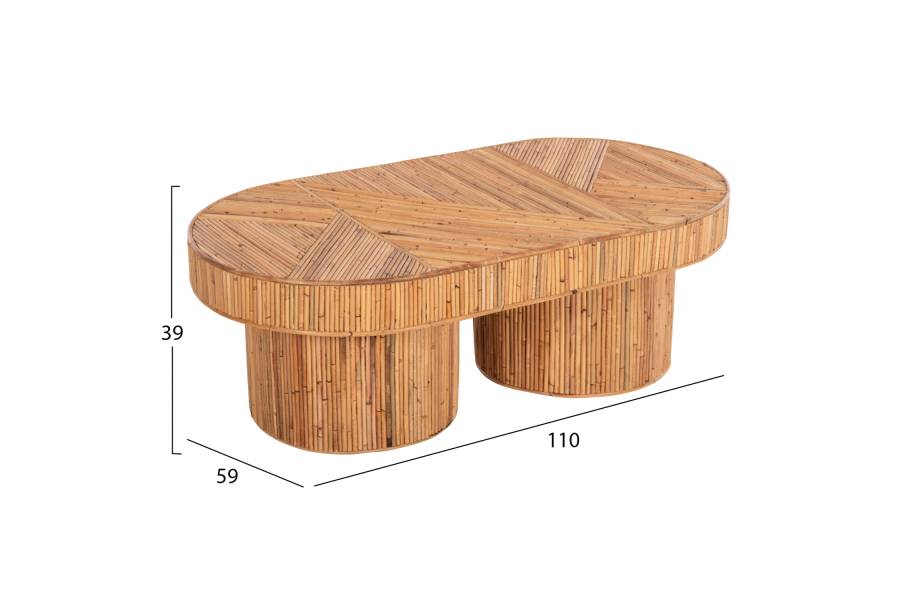 ΤΡΑΠΕΖΙ ΣΑΛΟΝΙΟΥ GATSBY ΟΒΑΛ TOP HM9870 RATTAN ΧΡΩΜΑ ΦΥΣΙΚΟ 110x59x39Υεκ.