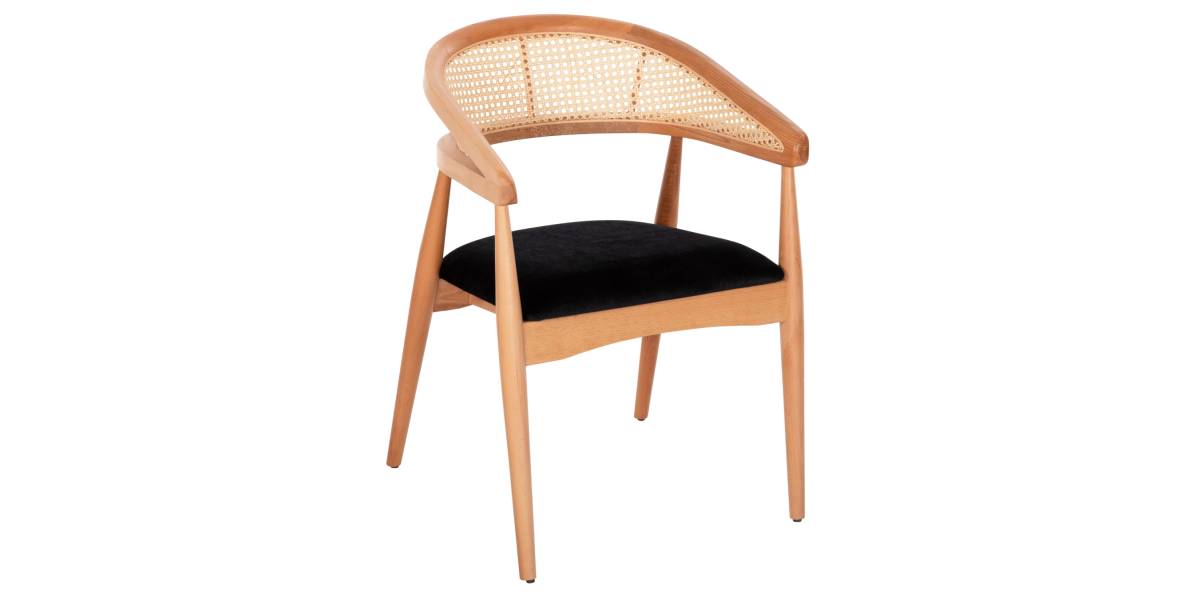 ΠΟΛΥΘΡΟΝΑ KOMODUS HM18012.02 ΞΥΛΟ ΟΞΙΑΣ-RATTAN-ΥΦΑΣΜΑ ΣΕ ΜΑΥΡΟ 55x49x80Υεκ.