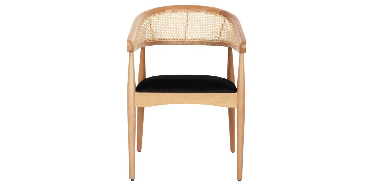 ΠΟΛΥΘΡΟΝΑ KOMODUS HM18012.02 ΞΥΛΟ ΟΞΙΑΣ-RATTAN-ΥΦΑΣΜΑ ΣΕ ΜΑΥΡΟ 55x49x80Υεκ.