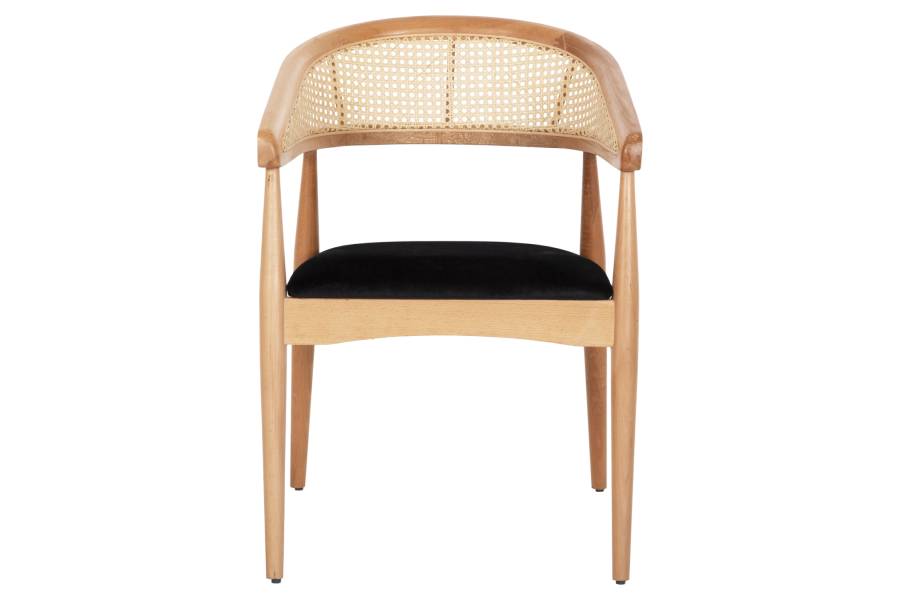 ΠΟΛΥΘΡΟΝΑ KOMODUS HM18012.02 ΞΥΛΟ ΟΞΙΑΣ-RATTAN-ΥΦΑΣΜΑ ΣΕ ΜΑΥΡΟ 55x49x80Υεκ.