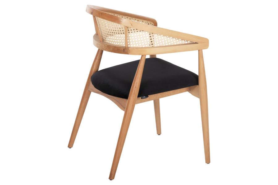 ΠΟΛΥΘΡΟΝΑ KOMODUS HM18012.02 ΞΥΛΟ ΟΞΙΑΣ-RATTAN-ΥΦΑΣΜΑ ΣΕ ΜΑΥΡΟ 55x49x80Υεκ.