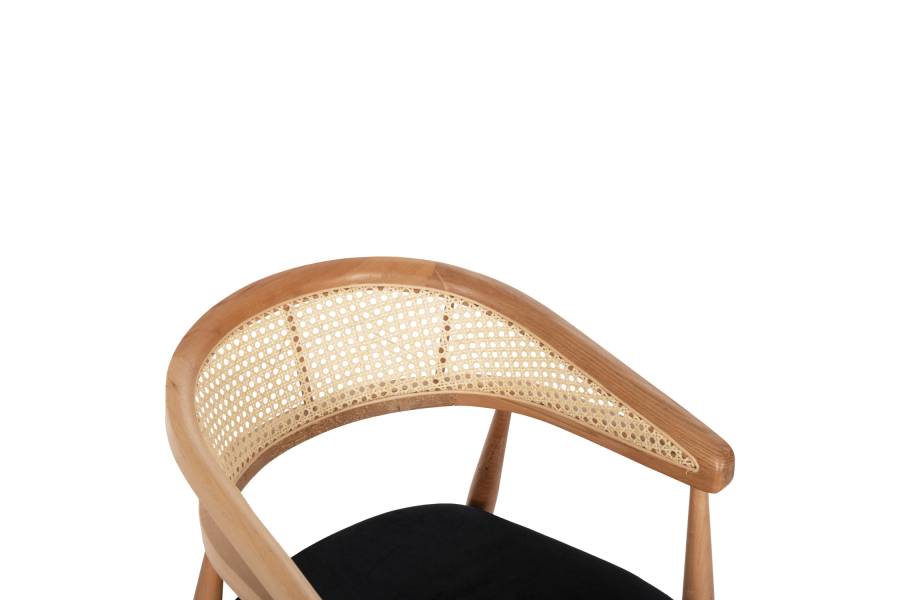 ΠΟΛΥΘΡΟΝΑ KOMODUS HM18012.02 ΞΥΛΟ ΟΞΙΑΣ-RATTAN-ΥΦΑΣΜΑ ΣΕ ΜΑΥΡΟ 55x49x80Υεκ.