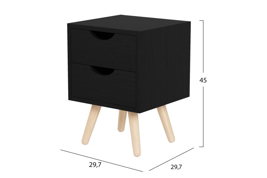 ΚΟΜΟΔΙΝΟ DINKL HM2472.02 ΜΕΛΑΜΙΝΗ-2 ΣΥΡΤΑΡΙΑ-WENGE 29,5x29,5x45Υεκ