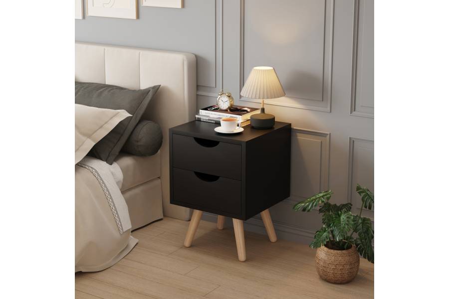 ΚΟΜΟΔΙΝΟ DINKL HM2472.02 ΜΕΛΑΜΙΝΗ-2 ΣΥΡΤΑΡΙΑ-WENGE 29,5x29,5x45Υεκ