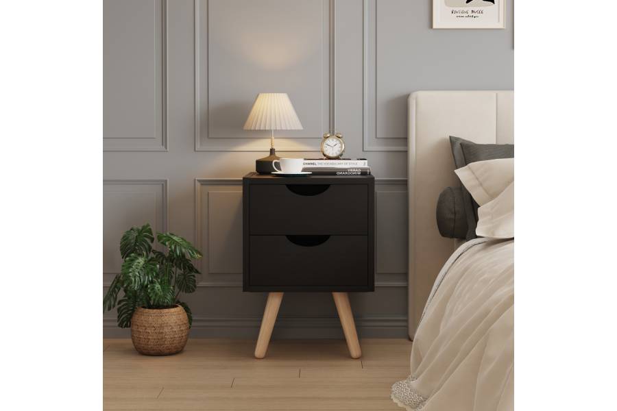 ΚΟΜΟΔΙΝΟ DINKL HM2472.02 ΜΕΛΑΜΙΝΗ-2 ΣΥΡΤΑΡΙΑ-WENGE 29,5x29,5x45Υεκ