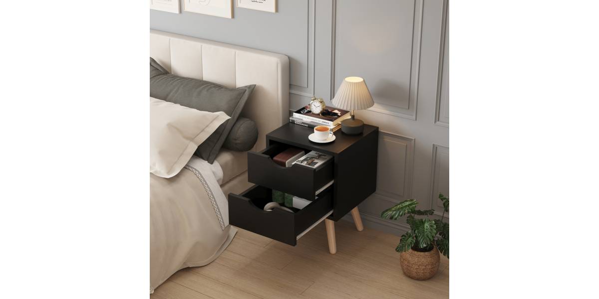 ΚΟΜΟΔΙΝΟ DINKL HM2472.02 ΜΕΛΑΜΙΝΗ-2 ΣΥΡΤΑΡΙΑ-WENGE 29,5x29,5x45Υεκ