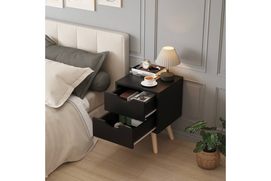 ΚΟΜΟΔΙΝΟ DINKL HM2472.02 ΜΕΛΑΜΙΝΗ-2 ΣΥΡΤΑΡΙΑ-WENGE 29,5x29,5x45Υεκ