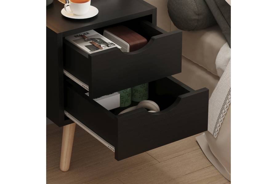 ΚΟΜΟΔΙΝΟ DINKL HM2472.02 ΜΕΛΑΜΙΝΗ-2 ΣΥΡΤΑΡΙΑ-WENGE 29,5x29,5x45Υεκ