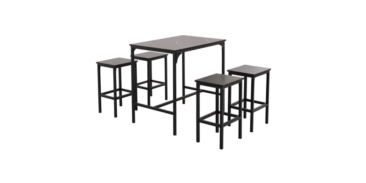 ΣΕΤ ΤΡΑΠΕΖΑΡΙΑ ΜΠΑΡ 5ΤΜΧ BOXY HM9882.13 ΜΑΥΡΟ ΜΕΤΑΛΛΟ-ΜΕΛΑΜΙΝΗ ΜΑΥΡΟ ΜΑΡΜΑΡΟ