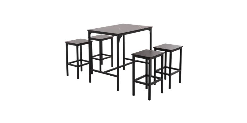 ΣΕΤ ΤΡΑΠΕΖΑΡΙΑ ΜΠΑΡ 5ΤΜΧ BOXY HM9882.13 ΜΑΥΡΟ ΜΕΤΑΛΛΟ-ΜΕΛΑΜΙΝΗ ΜΑΥΡΟ ΜΑΡΜΑΡΟ