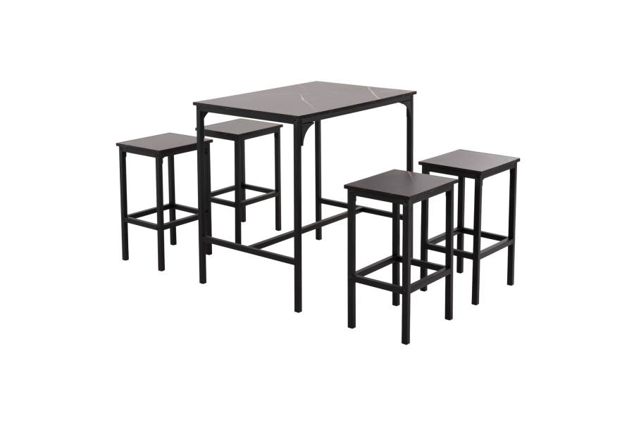 ΣΕΤ ΤΡΑΠΕΖΑΡΙΑ ΜΠΑΡ 5ΤΜΧ BOXY HM9882.13 ΜΑΥΡΟ ΜΕΤΑΛΛΟ-ΜΕΛΑΜΙΝΗ ΜΑΥΡΟ ΜΑΡΜΑΡΟ