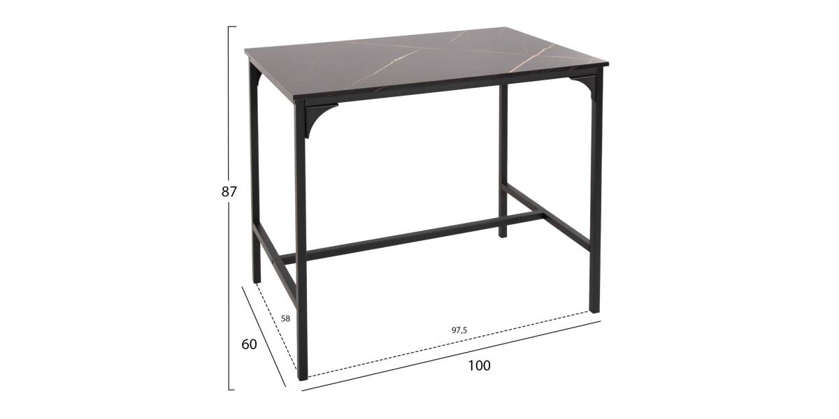 ΣΕΤ ΤΡΑΠΕΖΑΡΙΑ ΜΠΑΡ 5ΤΜΧ BOXY HM9882.13 ΜΑΥΡΟ ΜΕΤΑΛΛΟ-ΜΕΛΑΜΙΝΗ ΜΑΥΡΟ ΜΑΡΜΑΡΟ