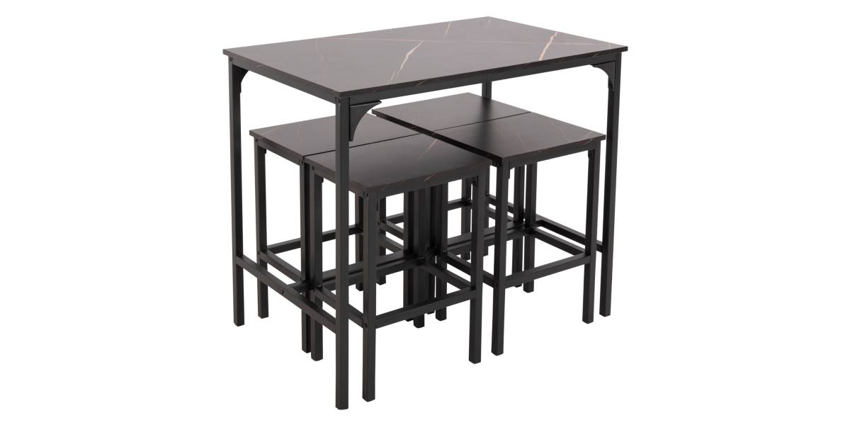 ΣΕΤ ΤΡΑΠΕΖΑΡΙΑ ΜΠΑΡ 5ΤΜΧ BOXY HM9882.13 ΜΑΥΡΟ ΜΕΤΑΛΛΟ-ΜΕΛΑΜΙΝΗ ΜΑΥΡΟ ΜΑΡΜΑΡΟ