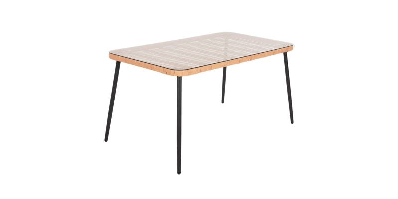 ΤΡΑΠΕΖΙ ΟΡΘΟΓΩΝΙΟ ALLEGRA HM5537.11 ΜΕΤΑΛ.ΜΑΥΡΟ-P.E. RATTAN ΦΥΣΙΚΟ 139,5x79,5x73Υεκ.