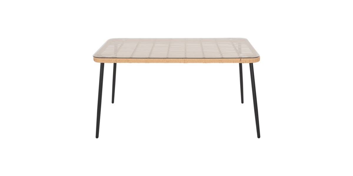ΤΡΑΠΕΖΙ ΟΡΘΟΓΩΝΙΟ ALLEGRA HM5537.11 ΜΕΤΑΛ.ΜΑΥΡΟ-P.E. RATTAN ΦΥΣΙΚΟ 139,5x79,5x73Υεκ.