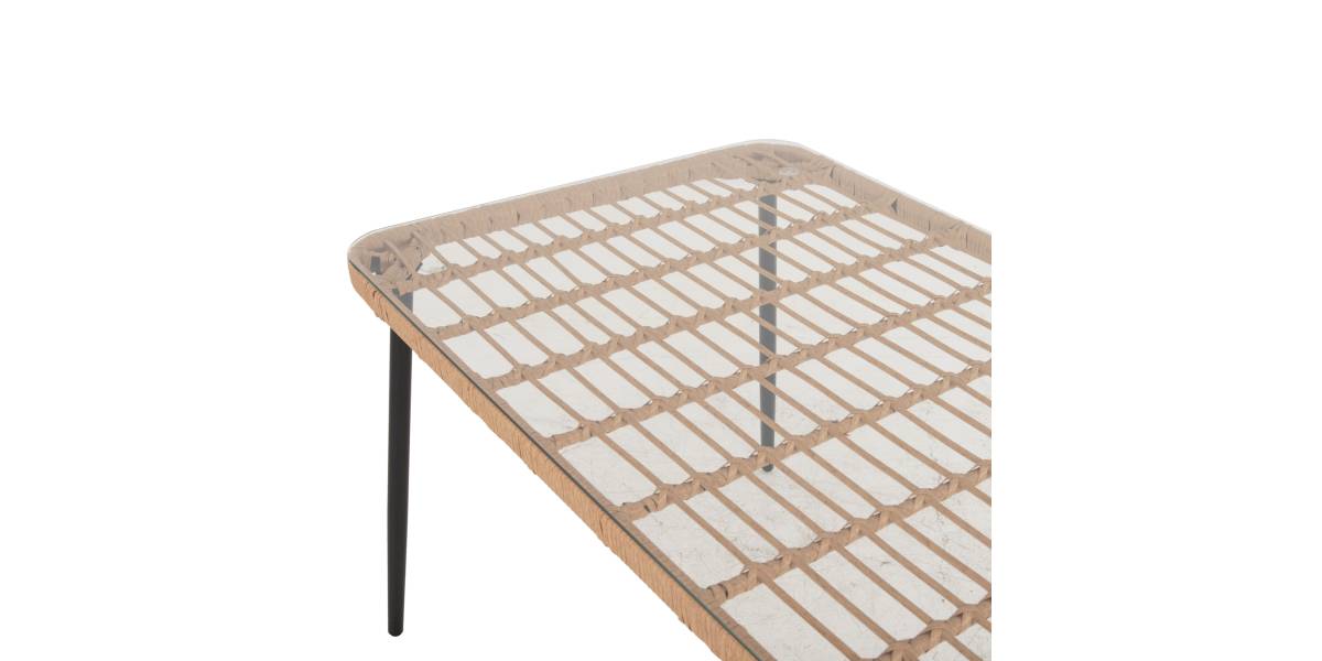 ΤΡΑΠΕΖΙ ΟΡΘΟΓΩΝΙΟ ALLEGRA HM5537.11 ΜΕΤΑΛ.ΜΑΥΡΟ-P.E. RATTAN ΦΥΣΙΚΟ 139,5x79,5x73Υεκ.