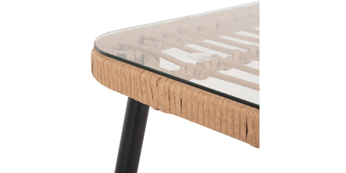 ΤΡΑΠΕΖΙ ΟΡΘΟΓΩΝΙΟ ALLEGRA HM5537.11 ΜΕΤΑΛ.ΜΑΥΡΟ-P.E. RATTAN ΦΥΣΙΚΟ 139,5x79,5x73Υεκ.