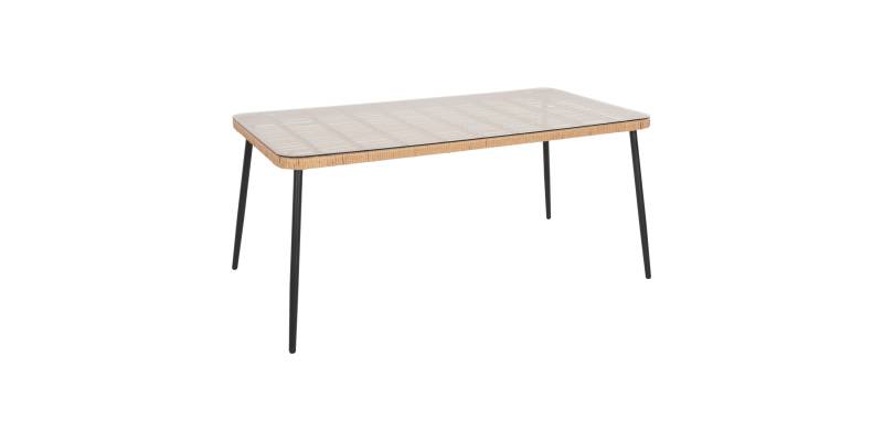 ΤΡΑΠΕΖΙ ΟΡΘΟΓΩΝΙΟ ALLEGRA HM5538.11 ΜΕΤΑΛ.ΜΑΥΡΟ-P.E. RATTAN ΦΥΣΙΚΟ 159,5x89,5x72Υεκ.
