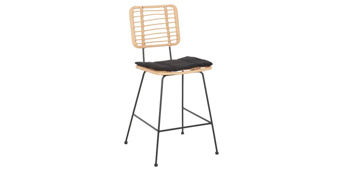 ΣΚΑΜΠΟ ΜΕΣ.ΥΨΟΥΣ ALLEGRA HM5644.11 ΜΕΤΑΛΛΟ&ΜΑΞΙΛΑΡΙ ΜΑΥΡΟ-WICKER ΜΠΕΖ 53x56x107Υεκ.
