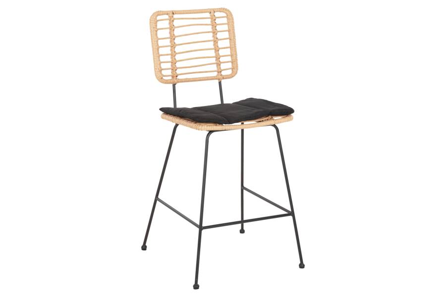 ΣΚΑΜΠΟ ΜΕΣ.ΥΨΟΥΣ ALLEGRA HM5644.11 ΜΕΤΑΛΛΟ&ΜΑΞΙΛΑΡΙ ΜΑΥΡΟ-WICKER ΜΠΕΖ 53x56x107Υεκ.