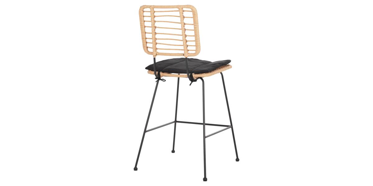 ΣΚΑΜΠΟ ΜΕΣ.ΥΨΟΥΣ ALLEGRA HM5644.11 ΜΕΤΑΛΛΟ&ΜΑΞΙΛΑΡΙ ΜΑΥΡΟ-WICKER ΜΠΕΖ 53x56x107Υεκ.