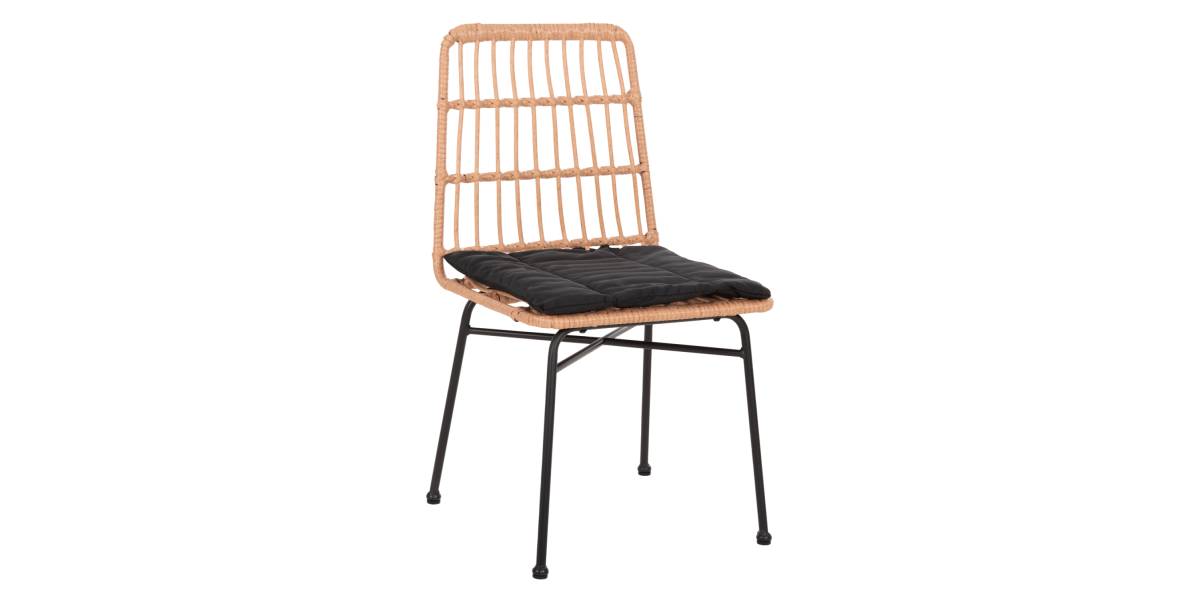 ΚΑΡΕΚΛΑ ALLEGRA HM5705.11 ΜΑΥΡΗ ΜΕΤΑΛΛΙΚΗ ΜΕ ΜΑΞΙΛΑΡΙ-WICKER ΜΠΕΖ 46,5x50x85Υεκ.