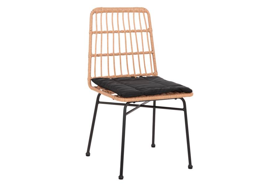 ΚΑΡΕΚΛΑ ALLEGRA HM5705.11 ΜΑΥΡΗ ΜΕΤΑΛΛΙΚΗ ΜΕ ΜΑΞΙΛΑΡΙ-WICKER ΜΠΕΖ 46,5x50x85Υεκ.