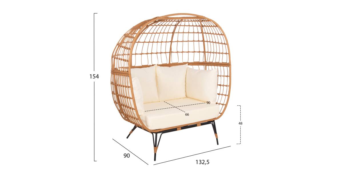 ΠΟΛΥΘΡΟΝΑ ΦΩΛΙΑ MIAMI 2 ΑΤΟΜΩΝ ΤΥΠΟΥ RATTAN HM5870.11 132.5x90x154Υεκ