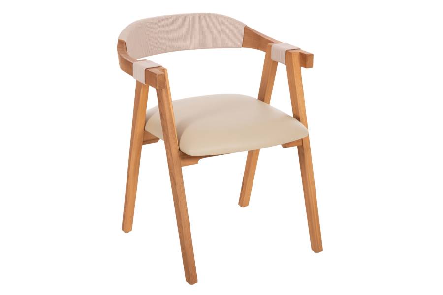ΠΟΛΥΘΡΟΝΑ RIMINI HM9867.07 ΞΥΛΟ TEAK ΦΥΣΙΚΟ-ΜΠΕΖ ΣΧΟΙΝΙ & PU ΚΑΘΙΣΜΑ 60x61x75,5Υεκ.