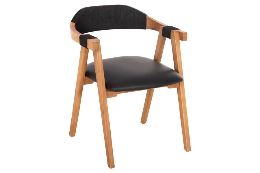 ΠΟΛΥΘΡΟΝΑ RIMINI HM9867.02 ΞΥΛΟ TEAK ΦΥΣΙΚΟ-ΜΑΥΡΟ ΣΧΟΙΝΙ & PU ΚΑΘΙΣΜΑ 60x61x76Υεκ.