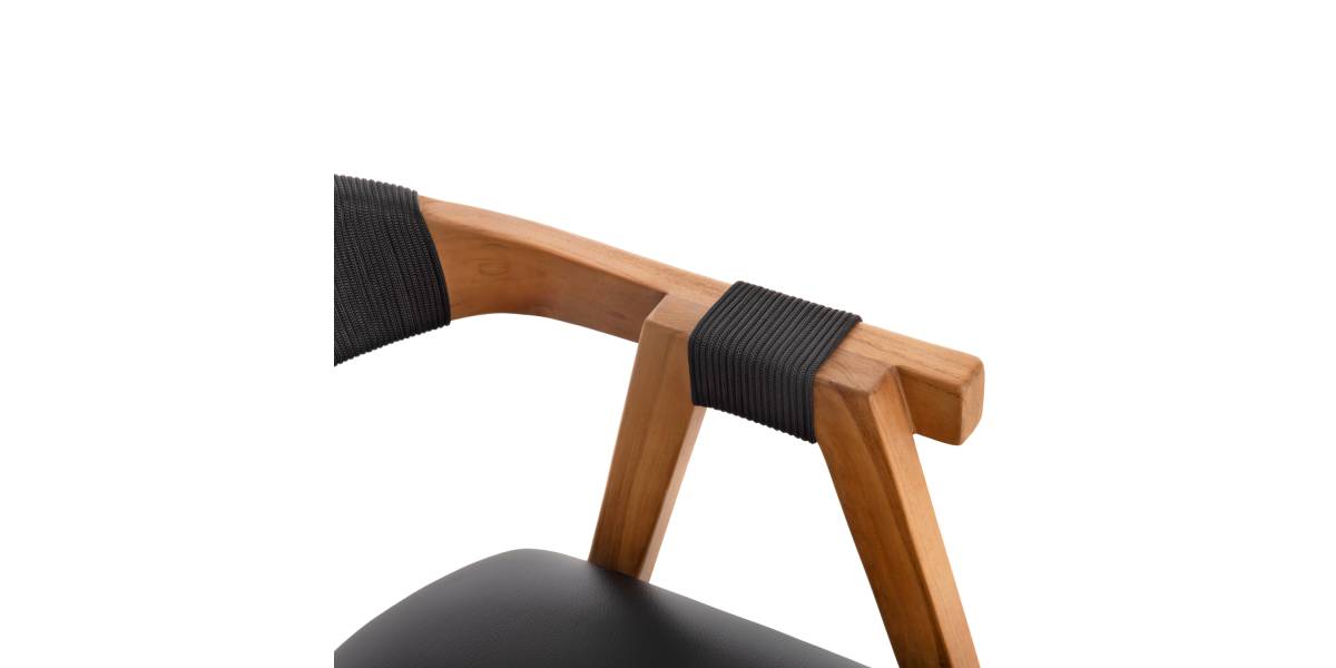 ΠΟΛΥΘΡΟΝΑ RIMINI HM9867.02 ΞΥΛΟ TEAK ΦΥΣΙΚΟ-ΜΑΥΡΟ ΣΧΟΙΝΙ & PU ΚΑΘΙΣΜΑ 60x61x76Υεκ.