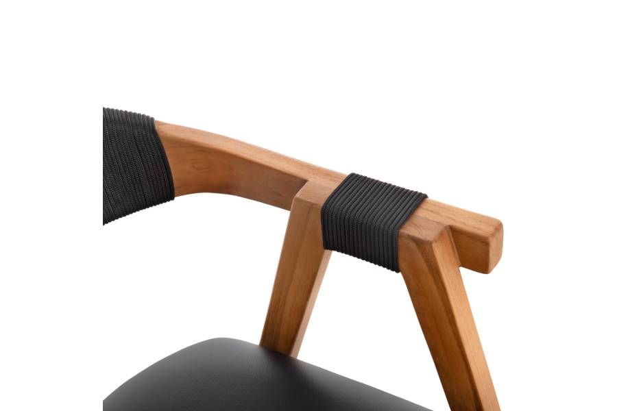 ΠΟΛΥΘΡΟΝΑ RIMINI HM9867.02 ΞΥΛΟ TEAK ΦΥΣΙΚΟ-ΜΑΥΡΟ ΣΧΟΙΝΙ & PU ΚΑΘΙΣΜΑ 60x61x76Υεκ.
