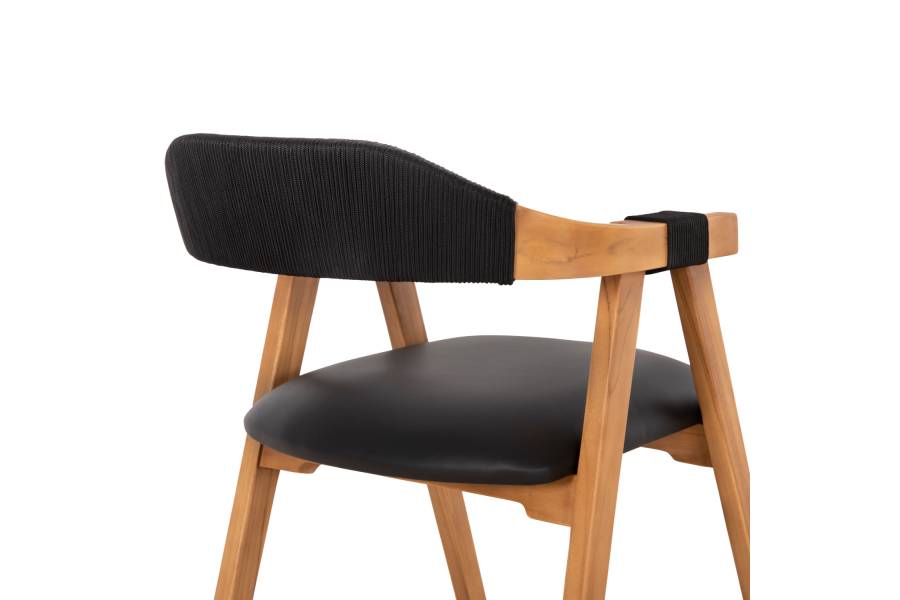 ΠΟΛΥΘΡΟΝΑ RIMINI HM9867.02 ΞΥΛΟ TEAK ΦΥΣΙΚΟ-ΜΑΥΡΟ ΣΧΟΙΝΙ & PU ΚΑΘΙΣΜΑ 60x61x76Υεκ.
