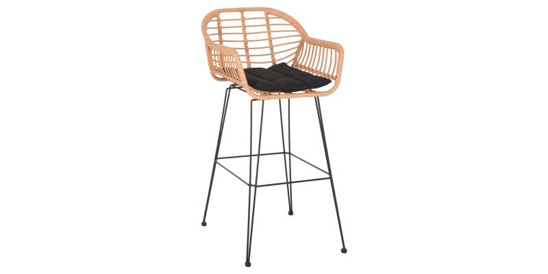 ΣΚΑΜΠΟ ΜΠΑΡ ΨΗΛΟ ALLEGRA HM5640.11 ΜΠΕΖ P.E. RATTAN-ΜΑΥΡΟ ΜΕΤΑΛΛΟ 54x55x108Υεκ.