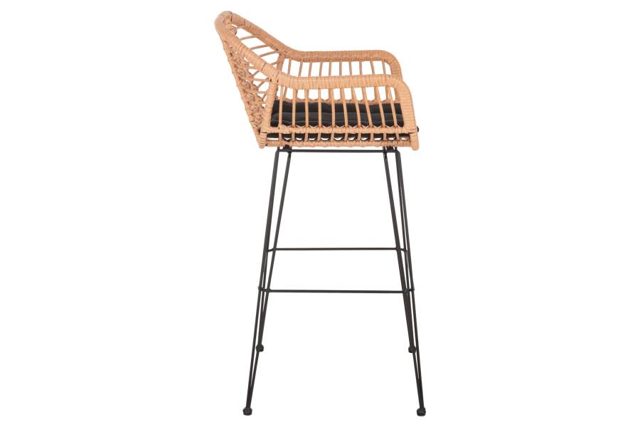 ΣΚΑΜΠΟ ΜΠΑΡ ΨΗΛΟ ALLEGRA HM5640.11 ΜΠΕΖ P.E. RATTAN-ΜΑΥΡΟ ΜΕΤΑΛΛΟ 54x55x108Υεκ.