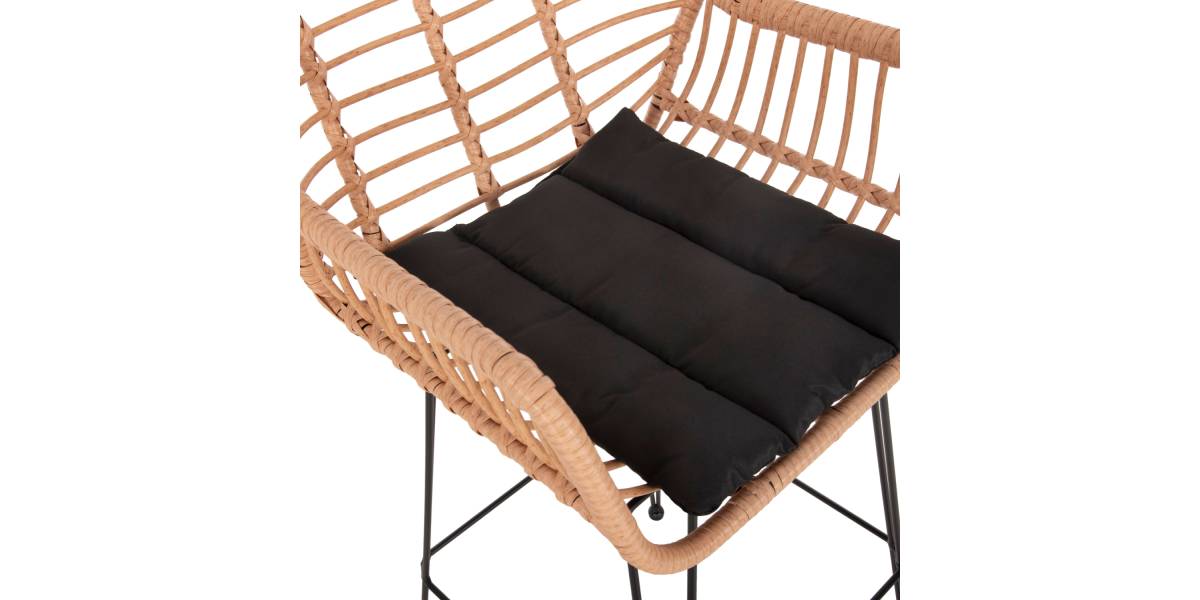 ΣΚΑΜΠΟ ΜΠΑΡ ΨΗΛΟ ALLEGRA HM5640.11 ΜΠΕΖ P.E. RATTAN-ΜΑΥΡΟ ΜΕΤΑΛΛΟ 54x55x108Υεκ.