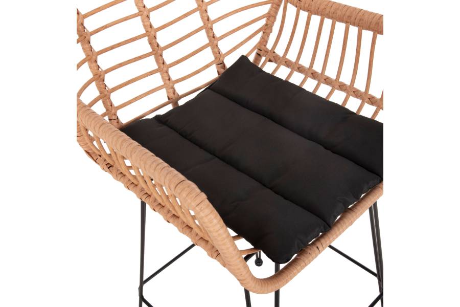 ΣΚΑΜΠΟ ΜΠΑΡ ΨΗΛΟ ALLEGRA HM5640.11 ΜΠΕΖ P.E. RATTAN-ΜΑΥΡΟ ΜΕΤΑΛΛΟ 54x55x108Υεκ.