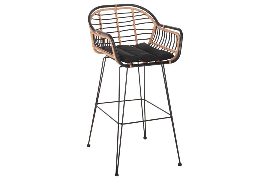ΣΚΑΜΠΟ ΜΠΑΡ ALLEGRA HM5690.11 ΜΕΤΑΛΛΟ&ΜΑΞΙΛΑΡΙ ΜΑΥΡΟ-WICKER ΜΠΕΖ 55x54x108Υεκ.