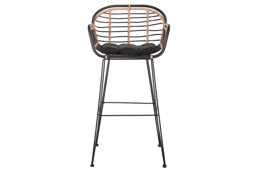 ΣΚΑΜΠΟ ΜΠΑΡ ALLEGRA HM5690.11 ΜΕΤΑΛΛΟ&ΜΑΞΙΛΑΡΙ ΜΑΥΡΟ-WICKER ΜΠΕΖ 55x54x108Υεκ.