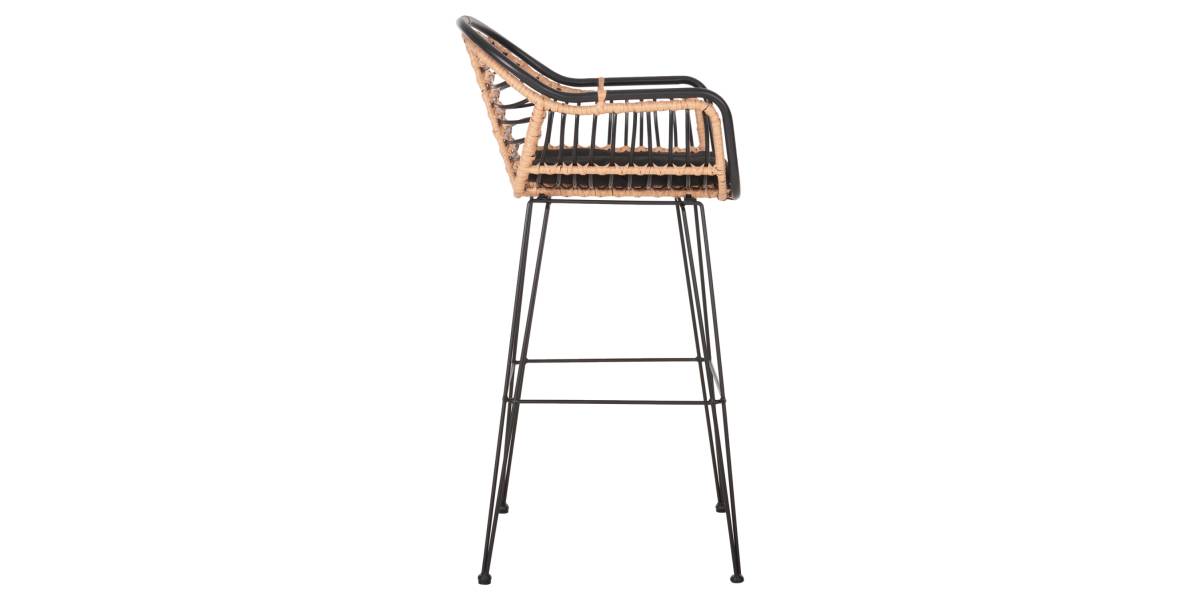 ΣΚΑΜΠΟ ΜΠΑΡ ALLEGRA HM5690.11 ΜΕΤΑΛΛΟ&ΜΑΞΙΛΑΡΙ ΜΑΥΡΟ-WICKER ΜΠΕΖ 55x54x108Υεκ.