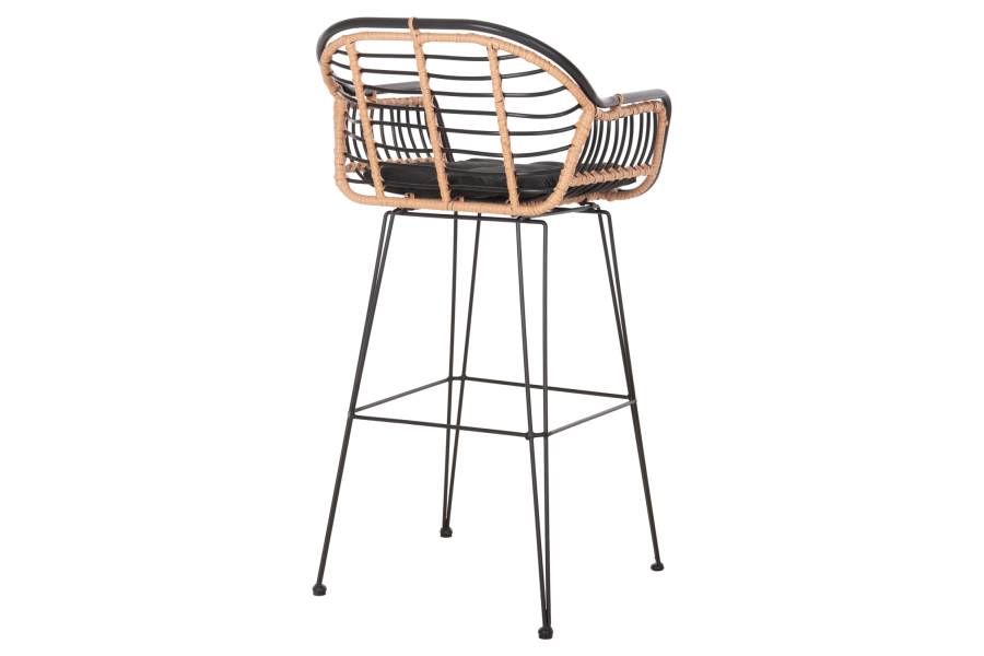 ΣΚΑΜΠΟ ΜΠΑΡ ALLEGRA HM5690.11 ΜΕΤΑΛΛΟ&ΜΑΞΙΛΑΡΙ ΜΑΥΡΟ-WICKER ΜΠΕΖ 55x54x108Υεκ.