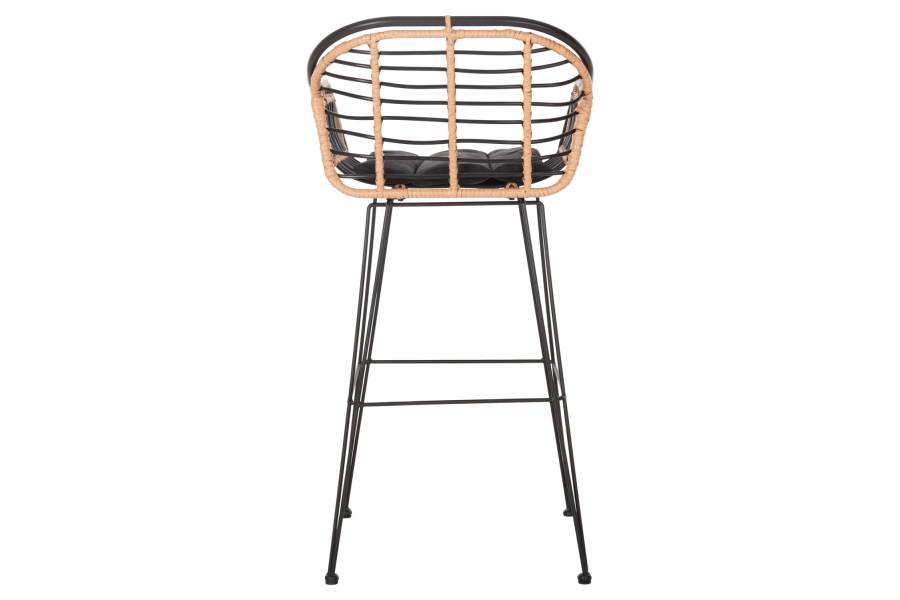 ΣΚΑΜΠΟ ΜΠΑΡ ALLEGRA HM5690.11 ΜΕΤΑΛΛΟ&ΜΑΞΙΛΑΡΙ ΜΑΥΡΟ-WICKER ΜΠΕΖ 55x54x108Υεκ.
